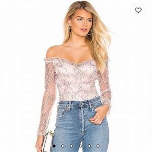 Lovers + Friends Etty Body Suit Color Soft Blush Size XXS  Feminine Romantic NWT